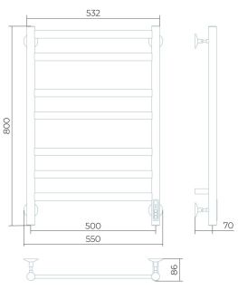 Электрический полотенцесушитель Larusso Кватро П7 50x80см хром 4670078536242