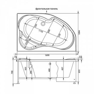 Акриловая ванна Aquanet Capri 170x110 R
