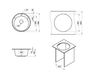 Мойка кухонная Granula Standart 4802, ГРАФИТ