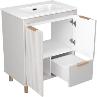 Напольная тумба под раковину Brevita Risacca Crema 70 УТ000025679 Серая матовая