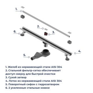 Душевой лоток обрезной RGW SDR-50S 76215060-13 60 см сатин