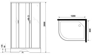 Душевая кабина Niagara NG-3312-14RBKG с гидромассажем 120x80см серебро/матовое