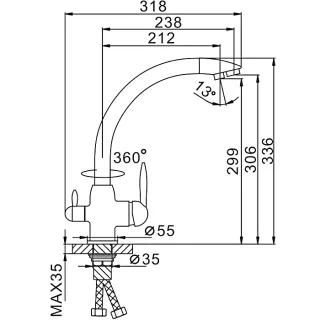 Смеситель для кухни Frap F4399-7 черный
