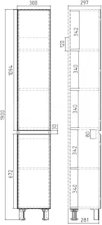 Шкаф-пенал для ванной VIANT Мальта белый, дуб вотан