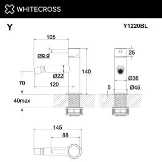 Смеситель для биде WHITECROSS Y Y1220GLB брашированное золото