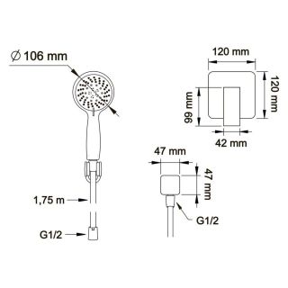 Встраиваемый смеситель для душа Swedbe Platta 5550B с лейкой чёрный