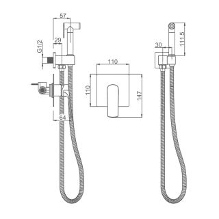 Гигиенический душ со смесителем Splenka S30.53.06 чёрный