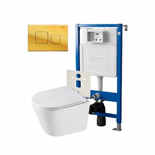 Комплект унитаза с инсталляцией Point Элемент PN48302G с сиденьем Микролифт