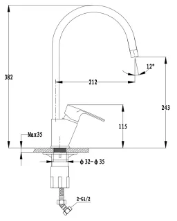 Смеситель для кухни GranFest  5023 черный