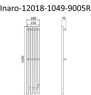 Полотенцесушитель электрический Маргроид Inaro-12018-1049-9005R правый 18x120см чёрный матовый