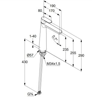 Смеситель для раковины Kludi Louva 242863975 чёрный матовый