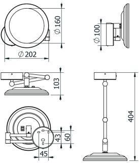 Зеркало косметическое Kludi Vela R 58995N5W с 3-х кратным увеличением и LED-подсветкой брашированный никель