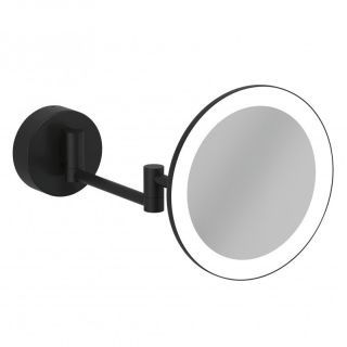 Зеркало косметическое Kludi Vela R 5899539W с 3-х кратным увеличением и LED-подсветкой чёрный матовый
