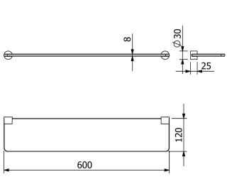 Полка стеклянная Kludi Vela R 58973N0 60 см брашированное золото