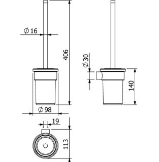Туалетный ёршик Kludi Vela R 58974N1 брашированная бронза