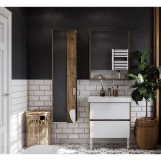 Зеркальный шкаф Акватон Сканди 70см белый/дуб рустикальный 1A252202SDZ90