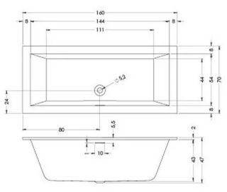 Акриловая ванна Riho Rethink Cubic Fall B104013005 заполнение через перелив 160х70см  белый