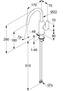Смеситель для раковины Kludi Renon 42028N275 сталь оружейная брашированная