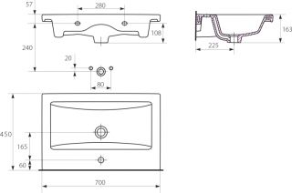 Мебельная раковина Cersanit Como 70см белый 00000007929