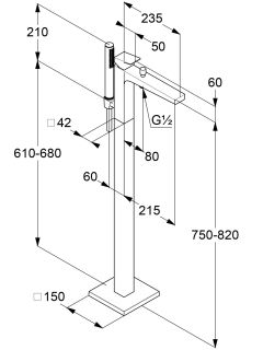 Напольный смеситель для ванны Kludi Decus 545900575 хром