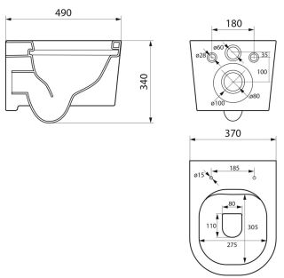Подвесной унитаз Point Веста PN41701BM безободковый чёрный матовый