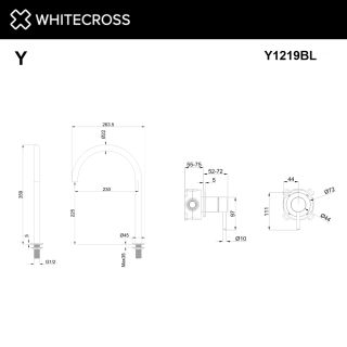 Смеситель для раковины с выносным управлением WHITECROSS Y Y1219GM оружейная сталь