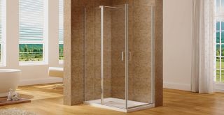 Душевой уголок Aquanet Cinetic AE12-N-120H190U-CT + AE12-N-90H190U-CT 254238 120x90 см стекло прозрачное профиль хром