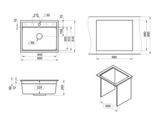 Мойка кухонная Granula Kitchen Space 6003, ЧЁРНЫЙ