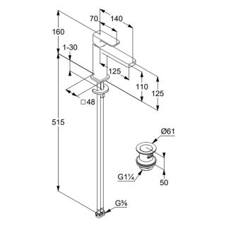 Смеситель для раковины Kludi Renon 42288N275 сталь оружейная брашированная