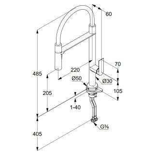 Смеситель для кухни Kludi Qord 56859N575 с гибким изливом брашированный никель