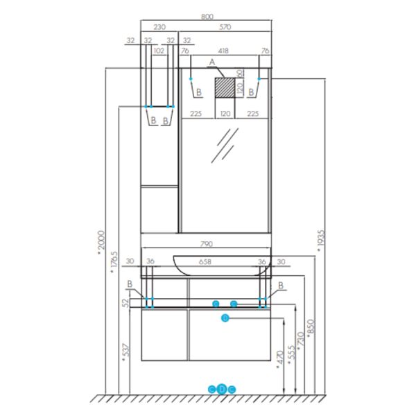 Тумба под раковину Акватон Мишель 80см дуб эндгрейн/белый 1A244501MIX40