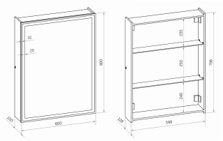 Зеркало-шкаф с подсветкой Continent Mirror Box Black МВК053 60см чёрный