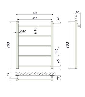 Полотенцесушитель водяной Indigo Line LLW70-40 70x40 см хром