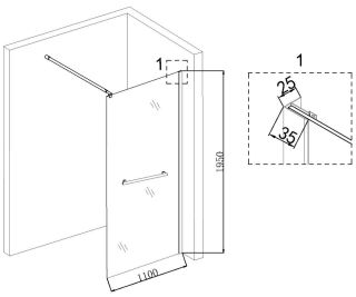 Душевая перегородка Niagara NG-641-11GOLD 110см золото/прозрачное