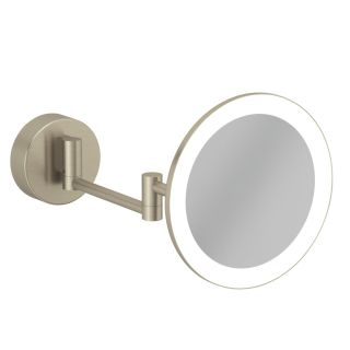 Зеркало косметическое Kludi Vela R 58995N5W с 3-х кратным увеличением и LED-подсветкой брашированный никель