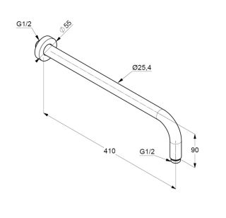 Кронштейн для верхнего душа Kludi A-QA 66514N2-00 40 см сталь оружейная брашированная