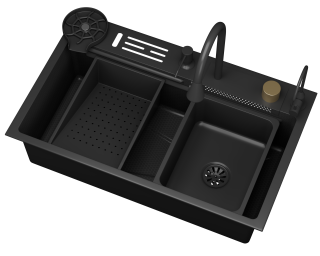 Кухонная мойка многофункц. DQ нерж.сталь темный графит в комплекте со смесителем и аксессуарами (DKS754605)