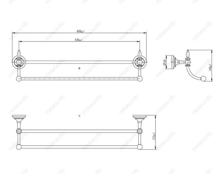 Полотенцедержатель двойной Melana MLN-820002 хром/золото