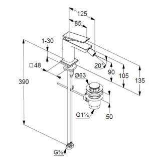 Смеситель для биде Kludi Decus 54217N575 брашированный никель