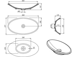 Накладная раковина Florentina Диана 70см жасмин