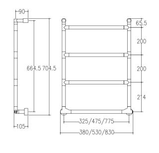 Полотенцесушитель электрический Margaroli Sereno 572/M Switch box Brushed Gold BG 70x53 см брашированное золото