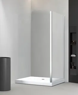 Боковая панель Veconi KP-03, 1000х1950 хром, стекло прозрачное