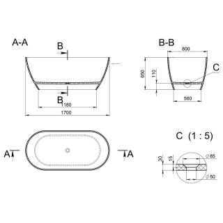 Ванна отдельностоящая Holbi Venus 170x80см белый/цветной матовый 1.01.001.11.2