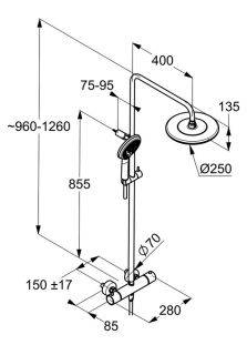 Душевая стойка Kludi Freshline Dual shower system с термостатом хром 6709205-00