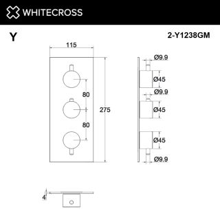 Внешняя часть смесителя на 3 потребителя WHITECROSS 2-Y1238NIB брашированный никель