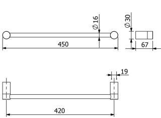 Полотенцедержатель Kludi Vela R 58980N2 45 см сталь оружейная брашированная