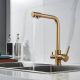 Смеситель для кухни Shevanik S328G с подключением фильтра золотой сатин