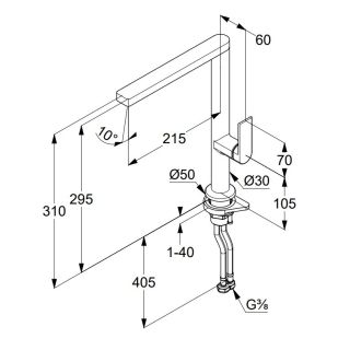 Смеситель для кухни Kludi Qord 56803N575 брашированный никель