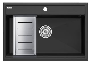 Комплект Paulmark: мойка Stepia 80 и коландер Advance PM117551-AN+A375-BS антрацит/брашированная нержавеющая сталь