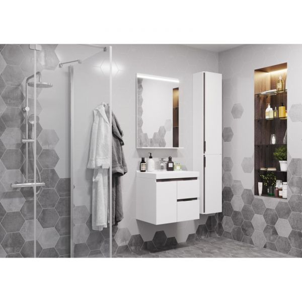 Тумба под раковину Акватон Рене 60см белый/грецкий орех 1A258501NRC80